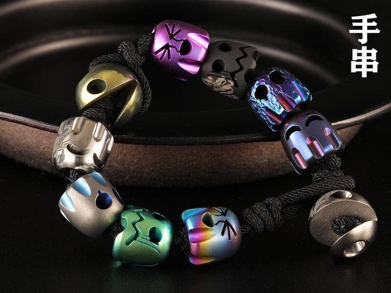 Titan Alloy Paracord Bead Knife Pendant EDC DIY Accessories Pacman Laugh 07FC0E-D4 - KOEEK