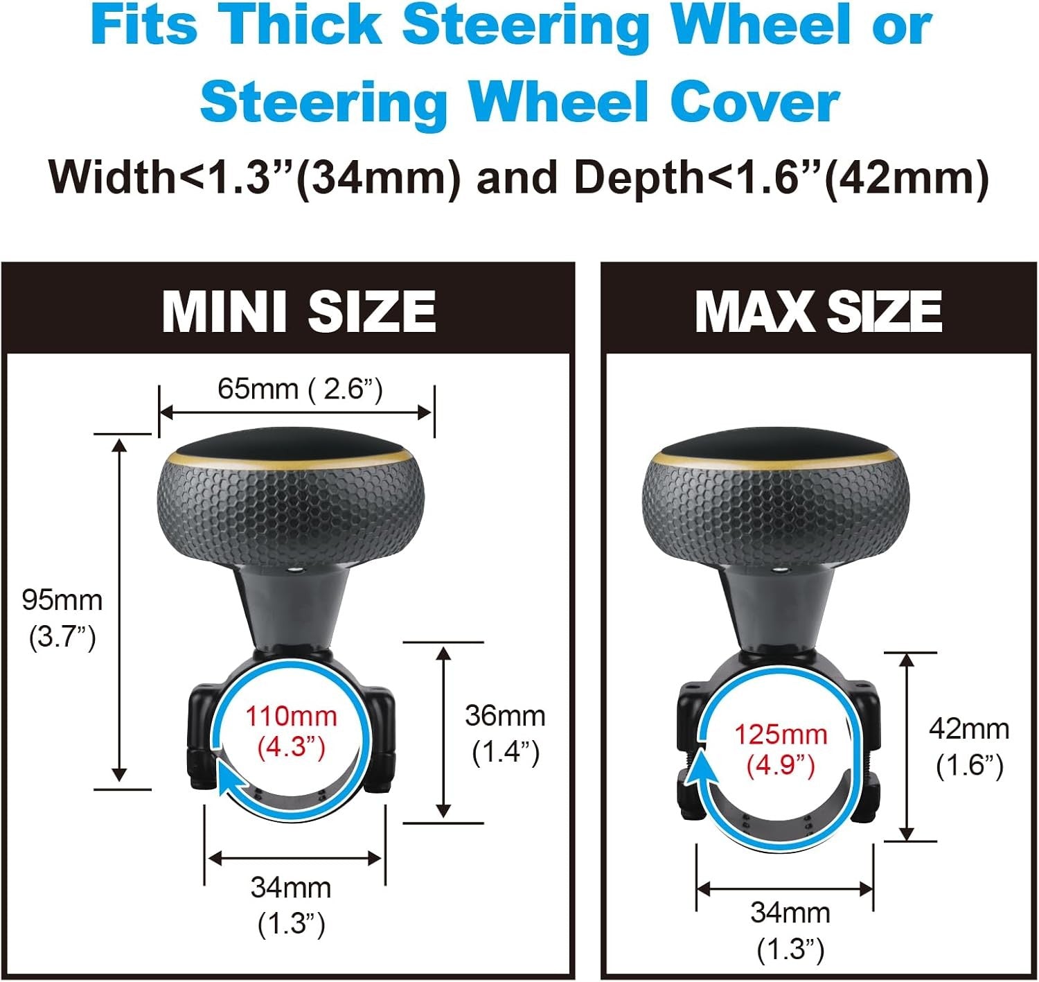 new Hypersonic Steering Wheel Knob Spinner - Large Non-Slip Suicide Gold