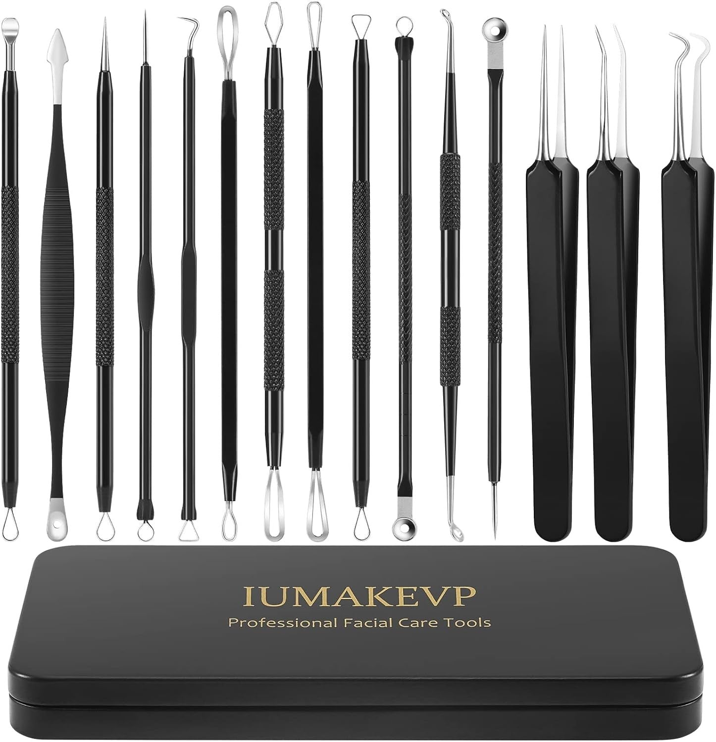 new Pimple Popper Tool Kit, IUMAKEVP 15 PCS Professional Stainless Steel Black IUMAKEVP - KOEEK