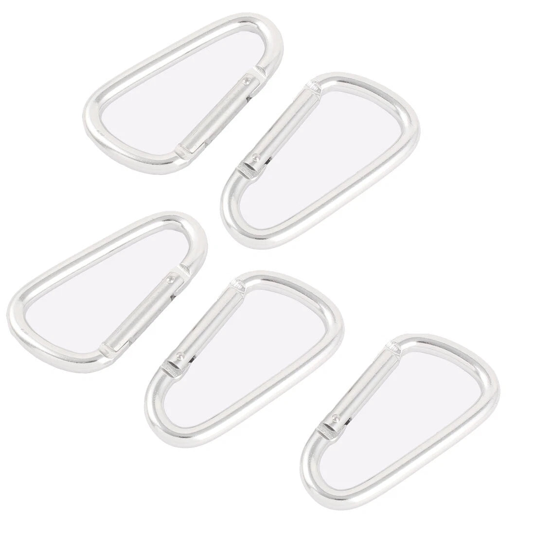 Hiking Carabiner D-Ring Snap Clip Hook Buckle Keychain Keyring Silver Tone 5pcs 07FC0E-D4 - KOEEK