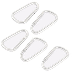 Hiking Carabiner D-Ring Snap Clip Hook Buckle Keychain Keyring Silver Tone 5pcs 07FC0E-D4 - KOEEK