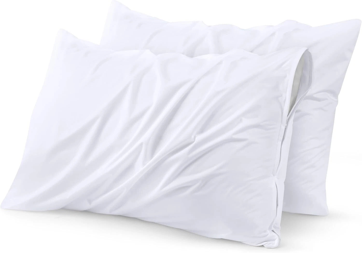 Waterproof Pillow Protectors Zippered (2 Pack, White) Standard Size, Zippered 07FC0E-D4 - KOEEK