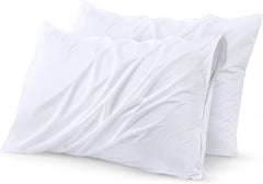Waterproof Pillow Protectors Zippered (2 Pack, White) Standard Size, Zippered 07FC0E-D4 - KOEEK