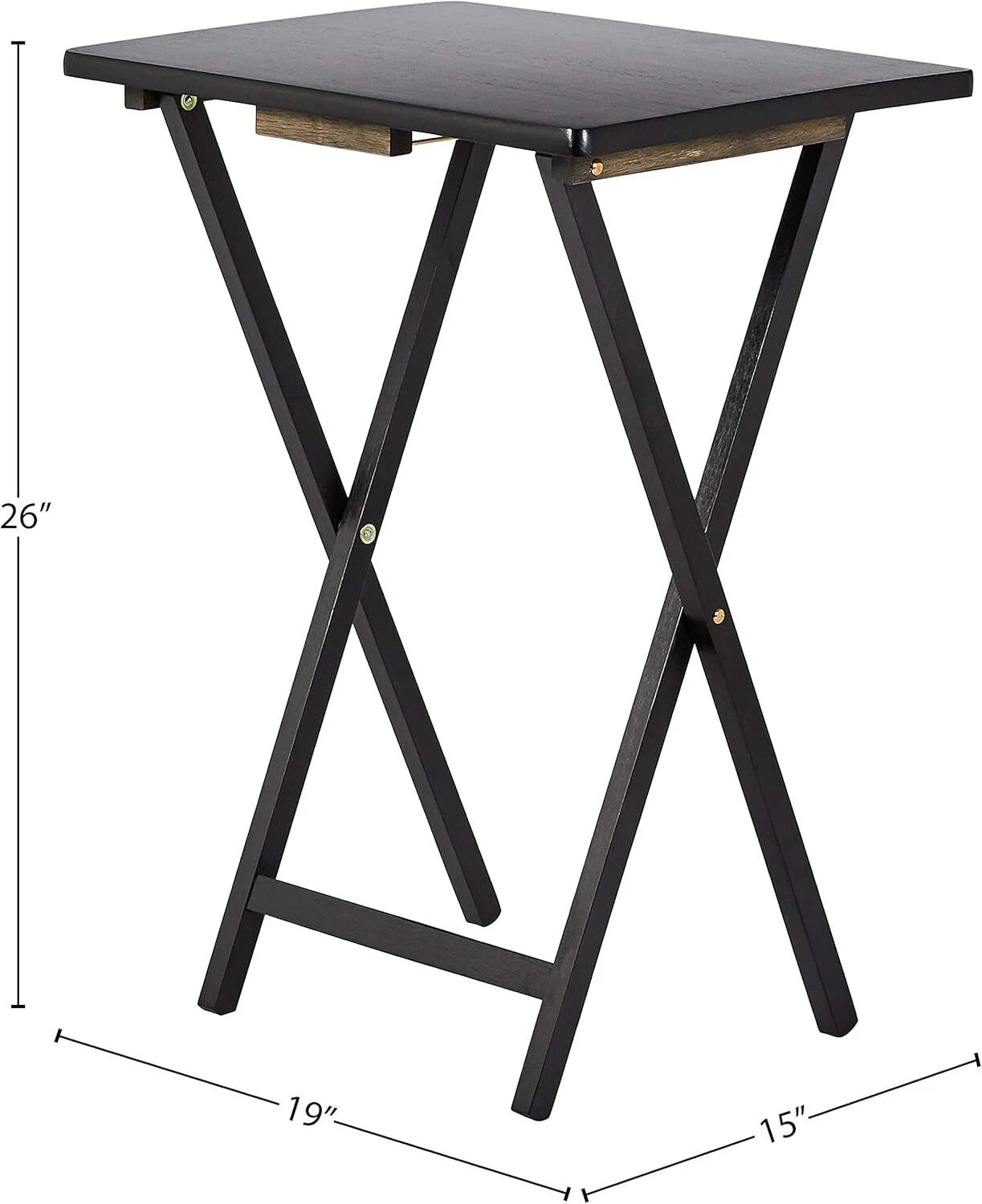 Folding TV Dining Table Tray with Storage Shelf, Set of 4, Black 07FC0E-D4 - KOEEK
