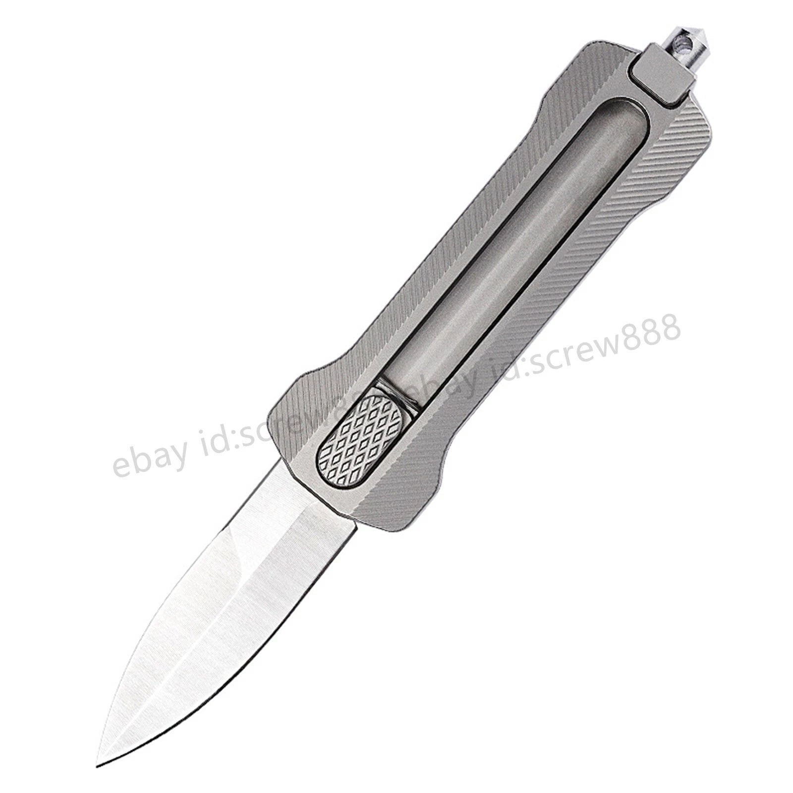 Titanium Slide Lock Manual Open EDC Knife w/ D2 Spear Point Blade&Glass Breaker 07FC0E-D4 - KOEEK