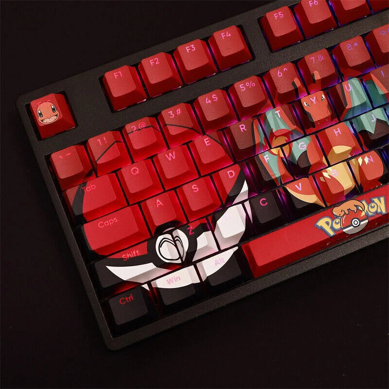 108 Keys Charmander Transparent PBT Mechanical Keyboard Keycaps Cherry MX High 07FC0E-D4 - KOEEK