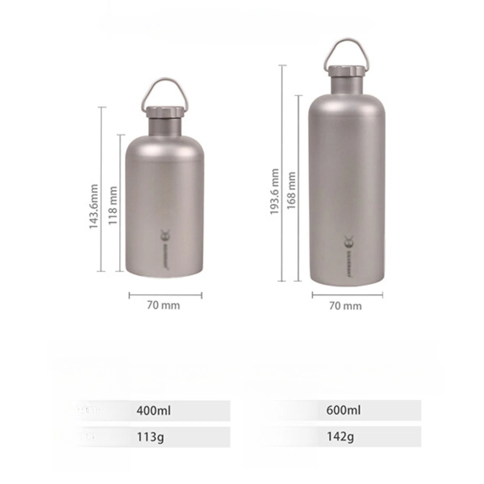 Travel Titanium kettle Water bottle Flagon Water cup Wine Cup 400ML 600ML 07FC0E-D4 - KOEEK