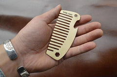 Solid Brass Hair Beared Comb with Bottle Opener Wrench EDC Portable Multi Tools 07FC0E-D4 - KOEEK