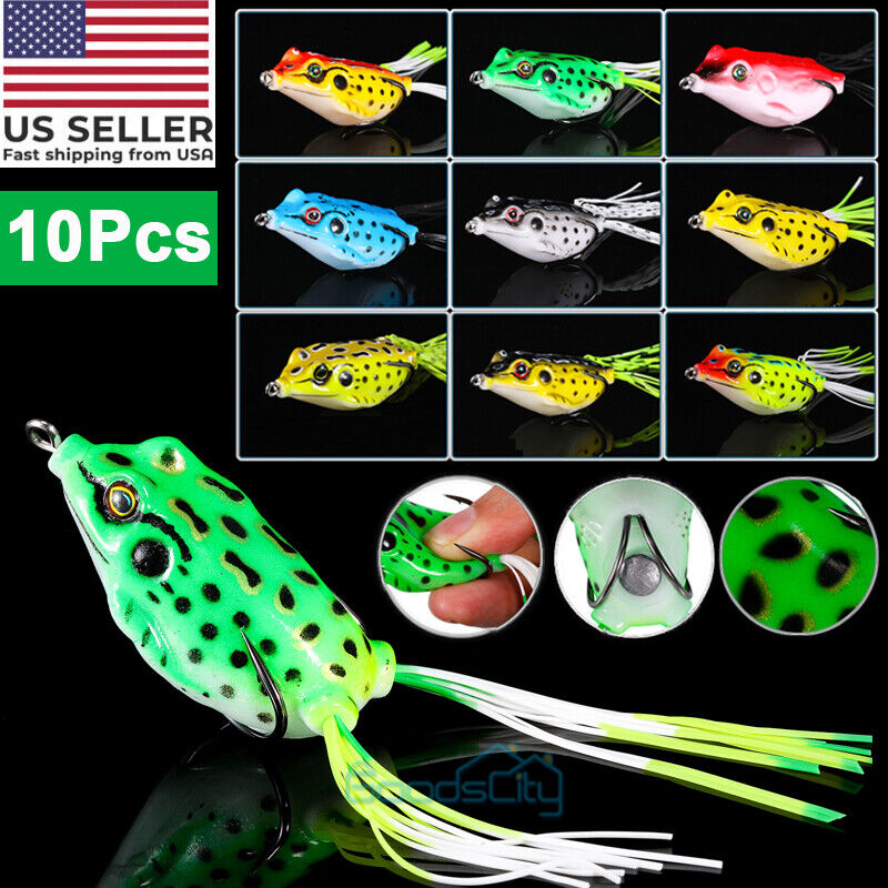 ny 1/10 STK Stor frø Topwater Soft Fishing Frogs Lure Bait Bass oz 2-3/8"