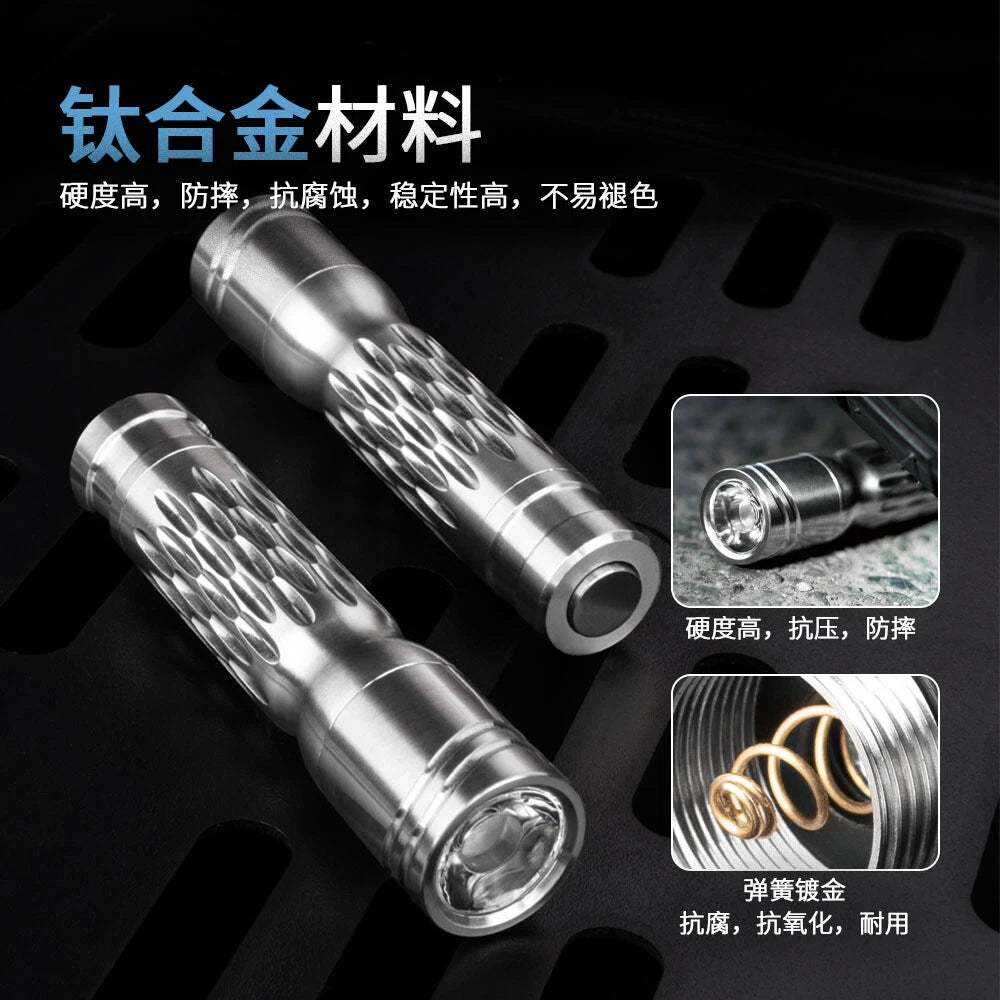 TWOSUN Titanium Alloy Tactical Mini Flashlight LED Light Outdoor Camping Lamp 07FC0E-D4 - KOEEK