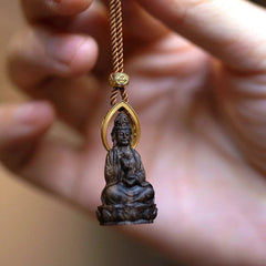 Copper Samantabhadra Bodhisattva Guanyin Pendant Necklace Vintage Style 07FC0E-D4 - KOEEK
