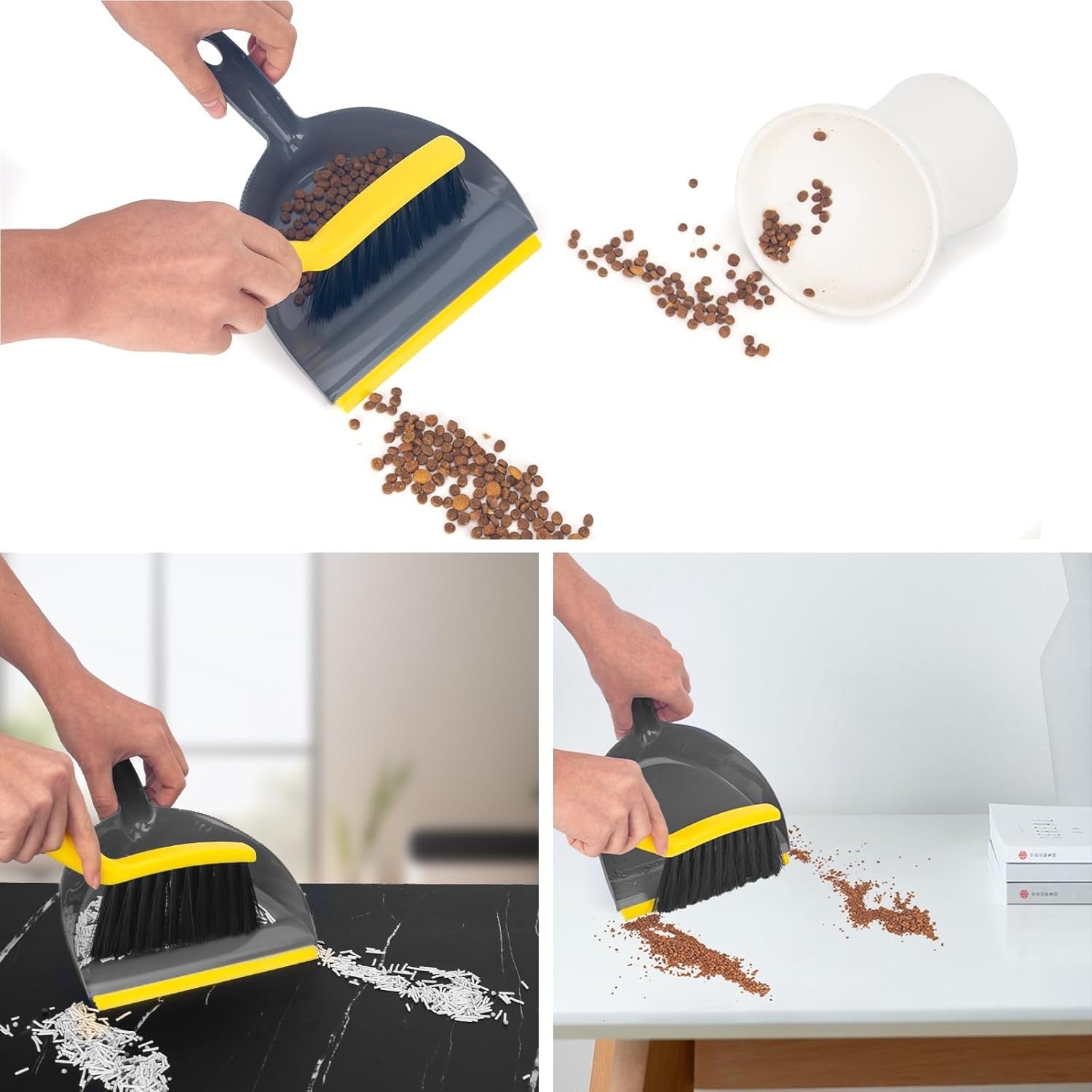 new Dustpan and Broom Set Small,Mini Handheld Dust pan Bgreyyellow Mini Brush Pan 07FC0E-D4 - KOEEK