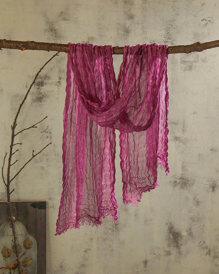 Unisex Flax Linen Scarf Soft Breathable Tasseled Striped Shawl Neckerchief 07FC0E-D4 - KOEEK