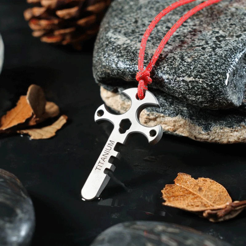 Outdoor Mini Titanium Pendant Necklace Pocket Multi Tools EDC Card Keychain 07FC0E-D4 - KOEEK