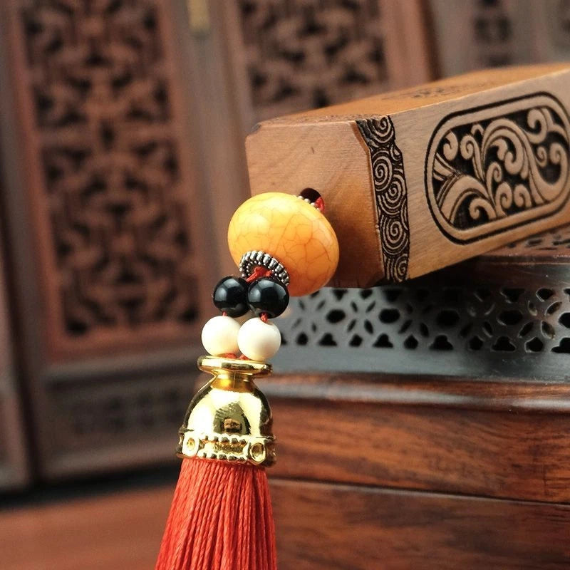 Peach Wood Peace Column Car Hanging Ornament Wooden Chinese Style  Gift 07FC0E-D4 - KOEEK