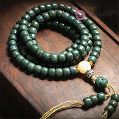 7*9mm Natural Green Bodhi 108 Buddha Prayer Beads Bracelet Amulet Necklace 07FC0E-D4 - KOEEK