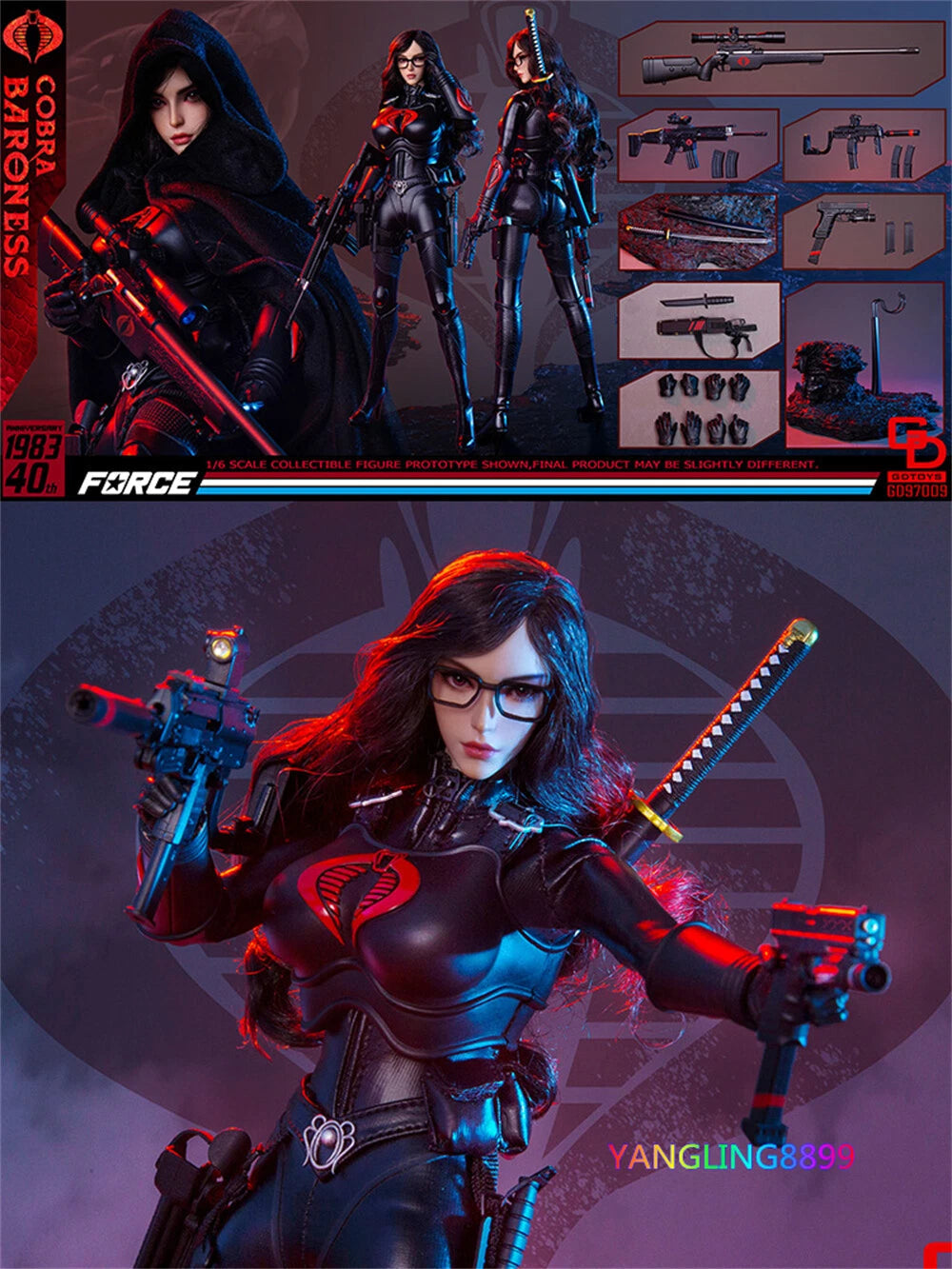 FLAGSET G.I. JOE 1/6 The Baroness Action Figure Mobile Eye Female Soldier Model FLAGSET - KOEEK