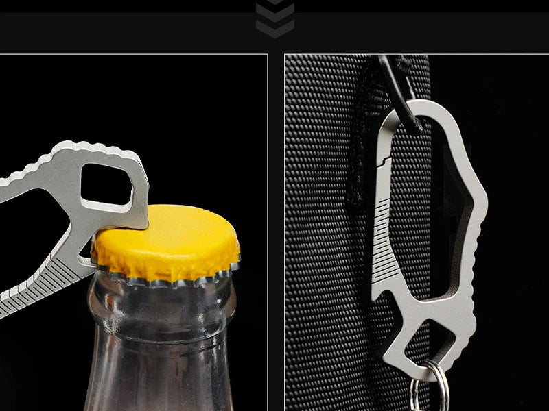 EDC Titanium CNC Belt Keychain Carabiner Strong Spring with Bottle Opener 07FC0E-D4 - KOEEK