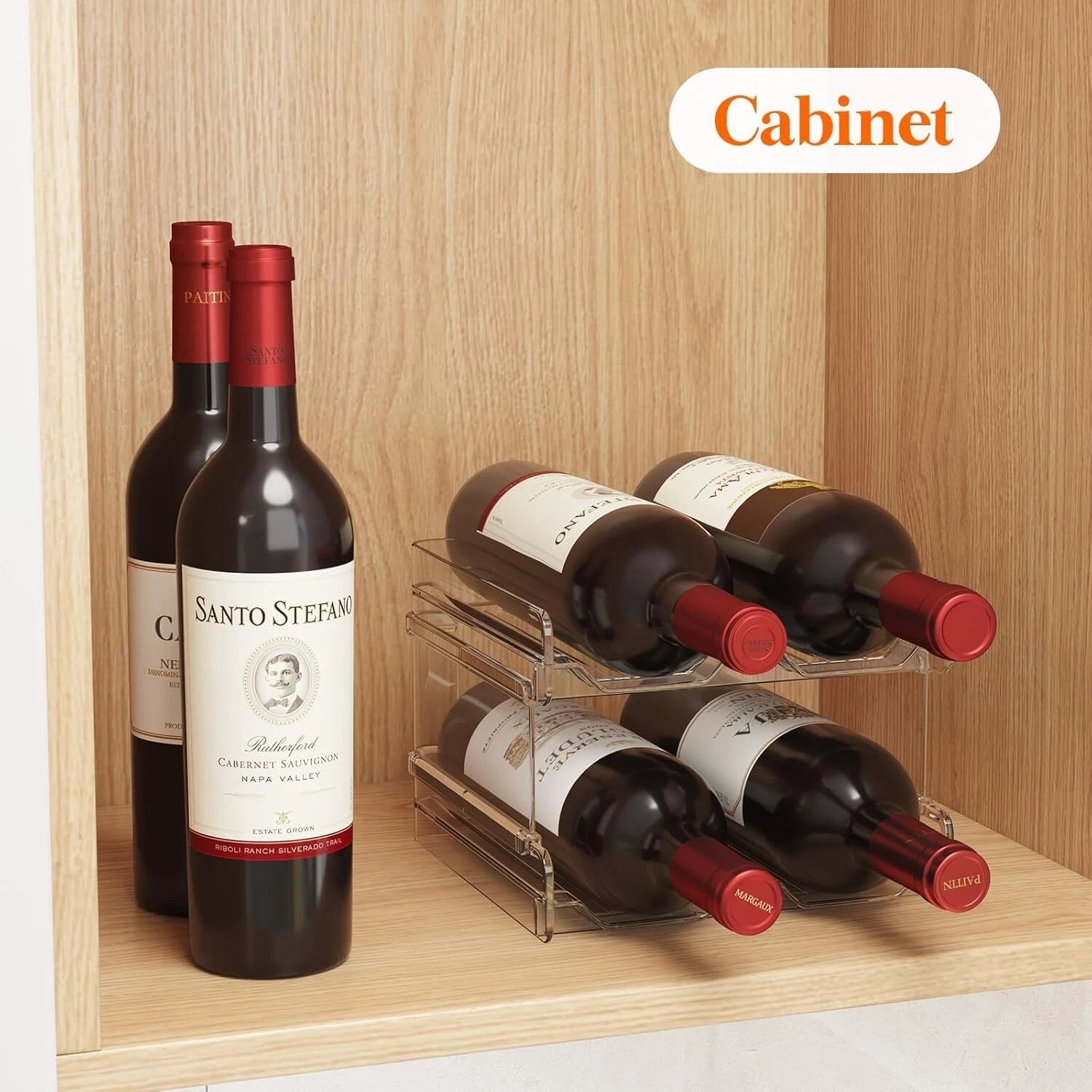 Plastic Stackable Wine Rack for Refrigerator, Cabinet, Countertop,Wine Bottle 07FC0E-D4 - KOEEK