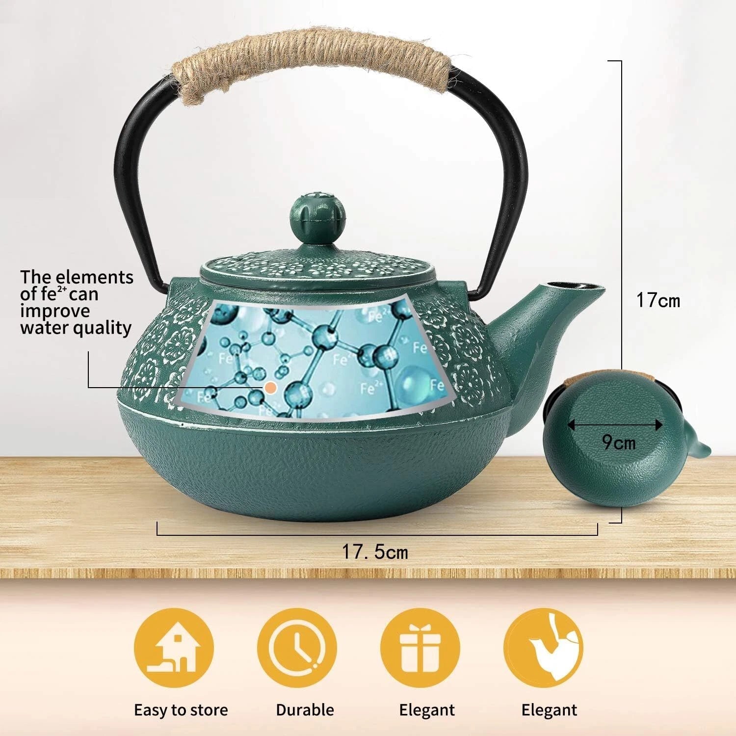 Cast Iron Teapot, 30oz/900ml Tetsubin Tea Pot with Infuser for Loose Leaf 07FC0E-D4 - KOEEK
