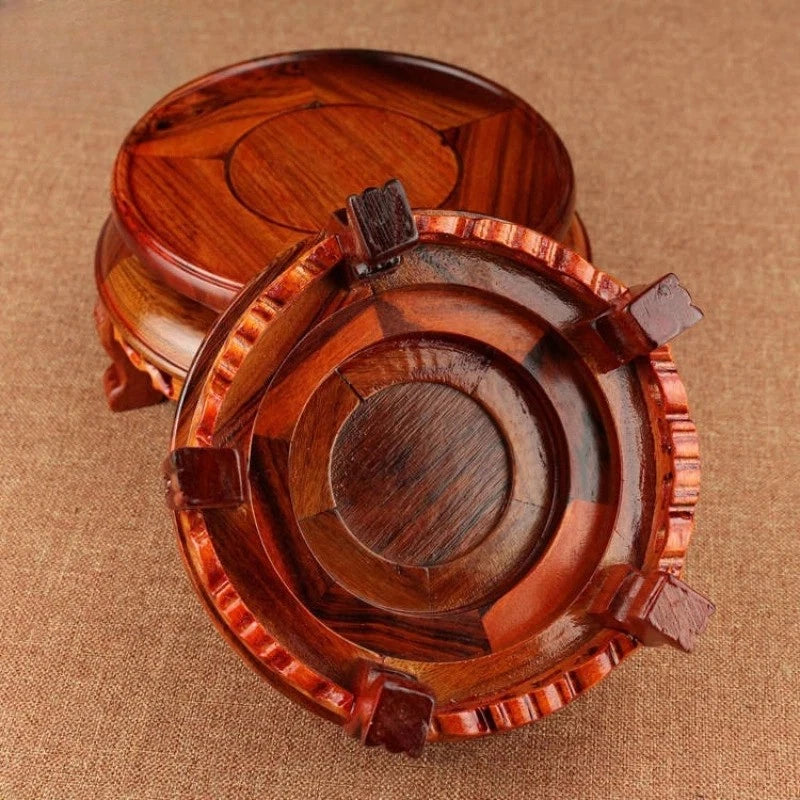 12.5cm Rosewood Stand Display Incense Burner Circular Base Potted Plant Base 07FC0E-D4 - KOEEK