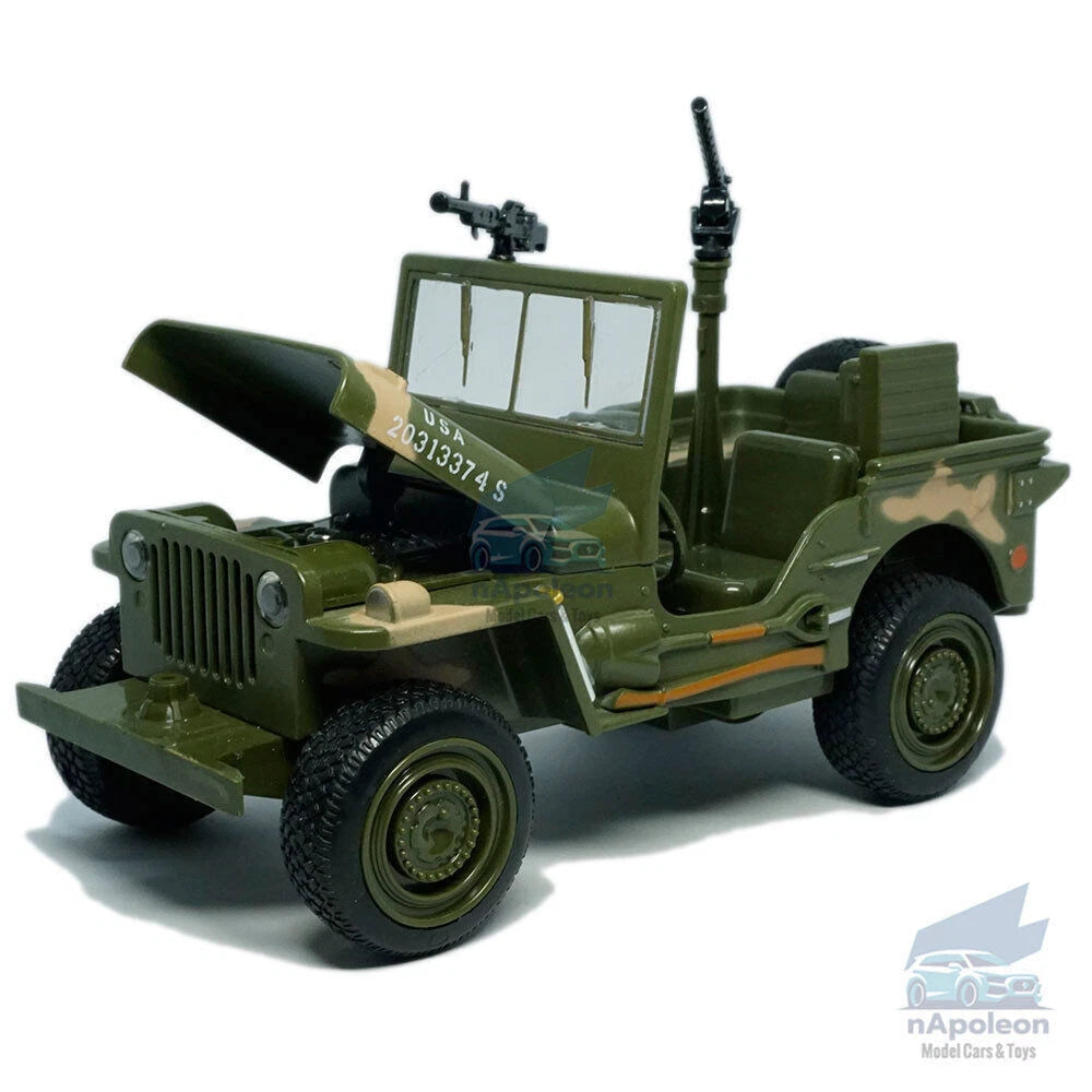 1:24 Jeep Willys MB WWII US Military Vehicle Model Car Diecast Toy Gift Kids 07FC0E-D4 - KOEEK