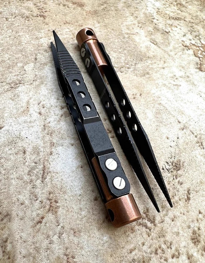 EDC Titanium + Red-copper CNC Tweezers Portable Antiskid Outdoor Camping Tool 07FC0E-D4 - KOEEK