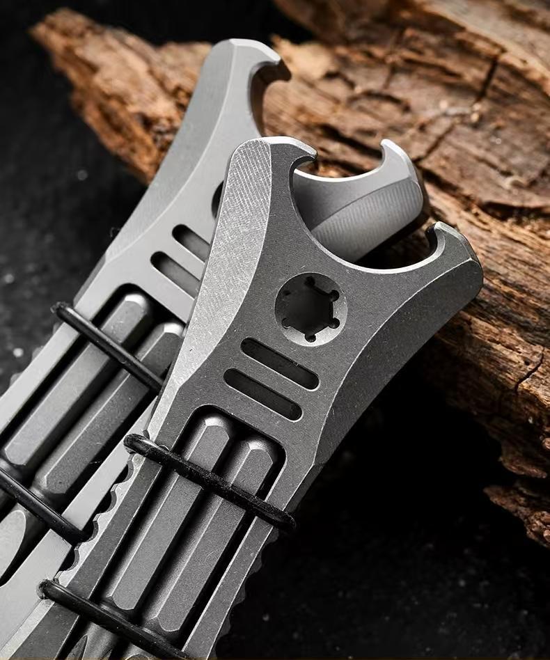 EDC Titanium Pry Bar Crowbar Bottle Opener Screwdriver Pocket Multi Tool Outdoor 07FC0E-D4 - KOEEK