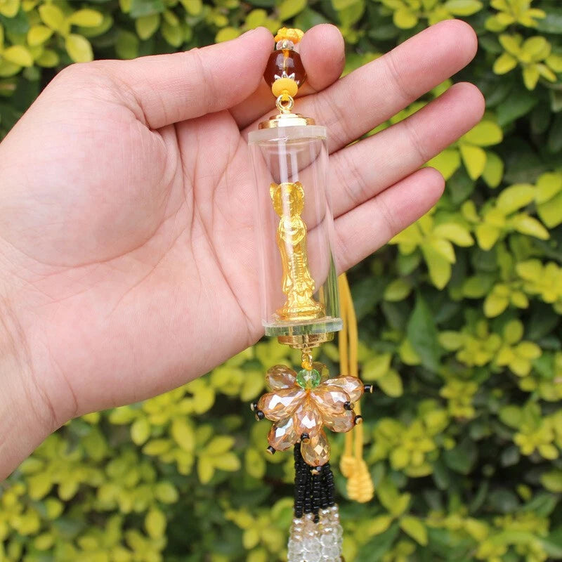 Three sided Buddha statue Guanyin Bodhisattva car pendant Buddhism 07FC0E-D4 - KOEEK