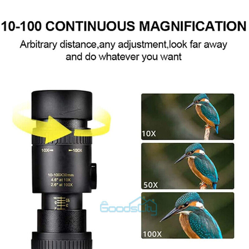 Day/Night Military Telescope 10-300X40mm Zoom Monocular with Accessories