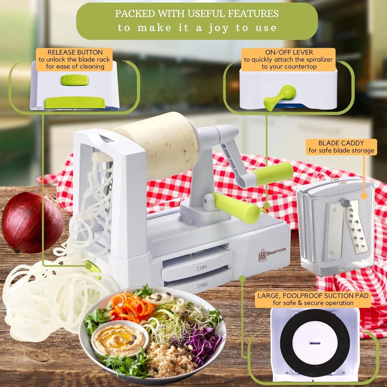 5-blade vegetable spiral slicer: the most powerful and heavy-duty spiral slicer 07FC0E-D4 - KOEEK