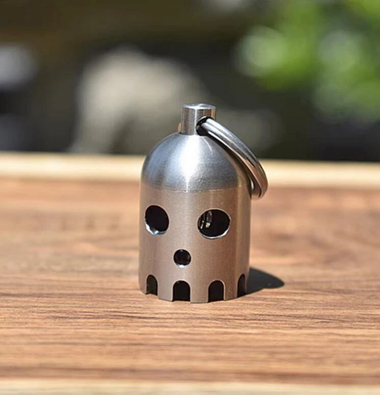 1 PC Small Stainless Steel Bell Wind Chime Rope Bead EDC Penant Keychain Pendant 07FC0E-D4 - KOEEK