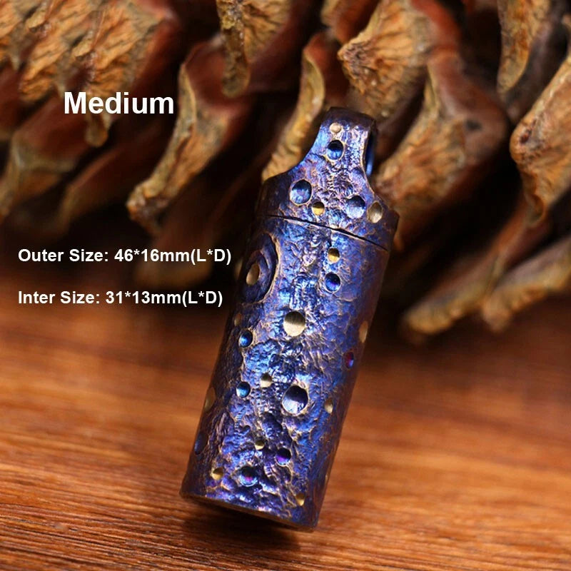 Titanium Waterproof Charm Pendant Pill Storage Container Outdoor Travel Tool 07FC0E-D4 - KOEEK