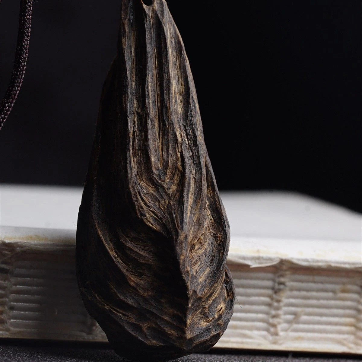 Vietnam Agarwood Pendant Natural Black Ky Nam Old Wood Carved Necklace 07FC0E-D4 - KOEEK