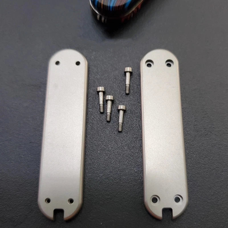 1Pair Titanium Scales with Titanium Clip for 58mm Victorinox Swiss Army Rambler 07FC0E-D4 - KOEEK