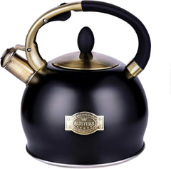 Stove Top Tea Maker - Food Grade Stainless Steel Tea Maker, 2.64-Quart (Black) 07FC0E-D4 - KOEEK
