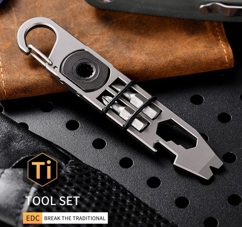 Titanium Alloy Carabiner Pocket Pry Bar Crowbar Multi EDC Tools Opener 07FC0E-D4 - KOEEK