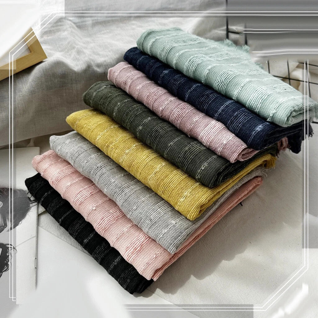 Men's Striped Scarf Cotton Linen Autumn Winter Warm Bufanda Shawl Unisex Scarves 07FC0E-D4 - KOEEK