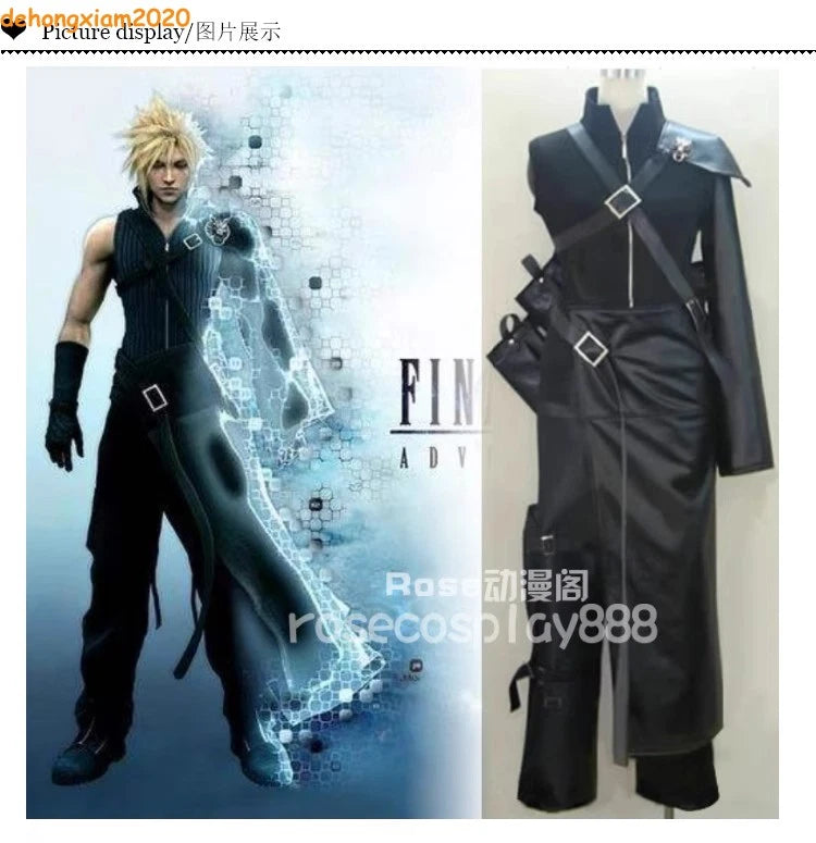 Anime FF7 Cloud Strife Costume Cosplay Halloween Tops Pants Props 07FC0E-D4 - KOEEK