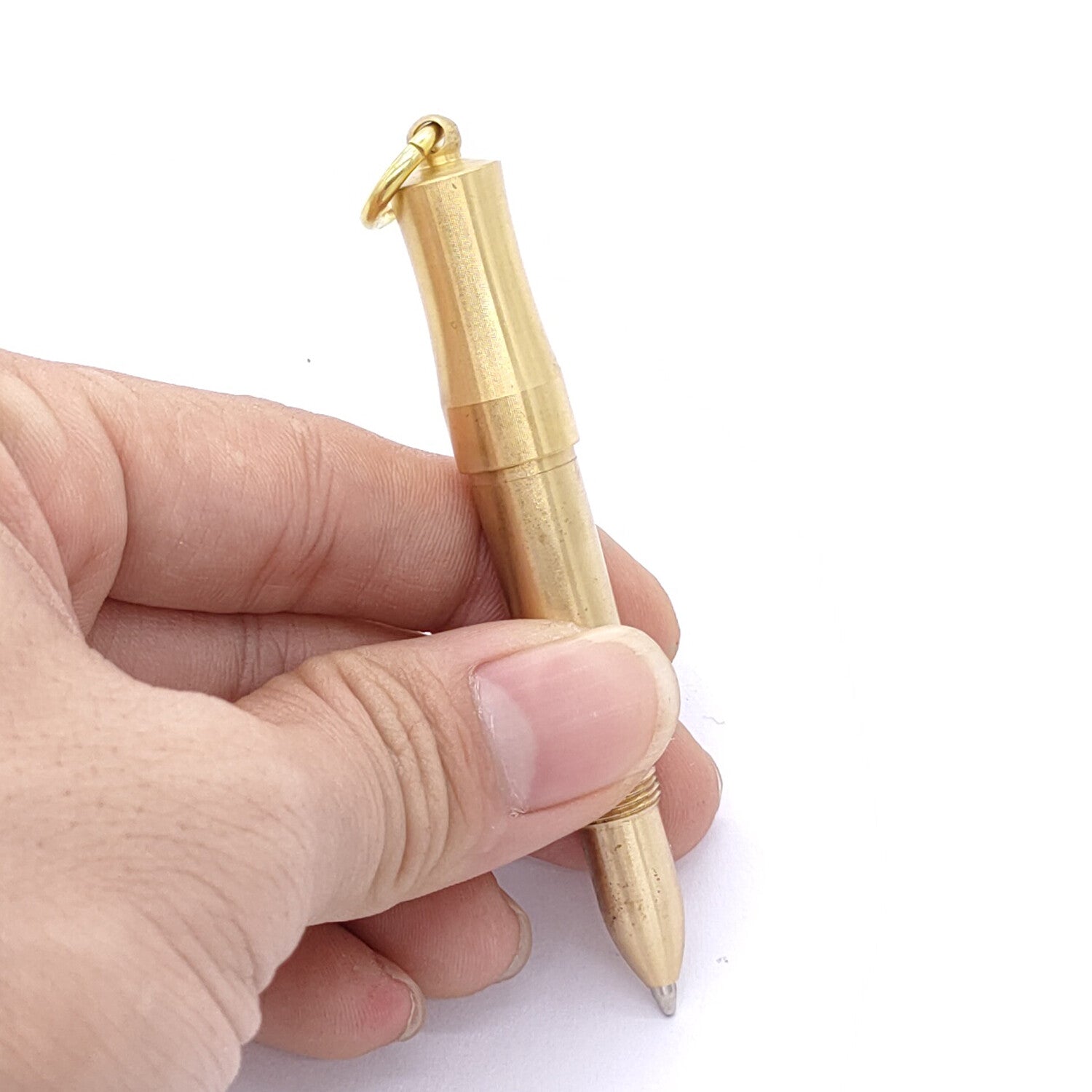 Mini Brass Pen Ballpoint Signature Office Keychain Pen With 5pcs Refills EDC 07FC0E-D4 - KOEEK