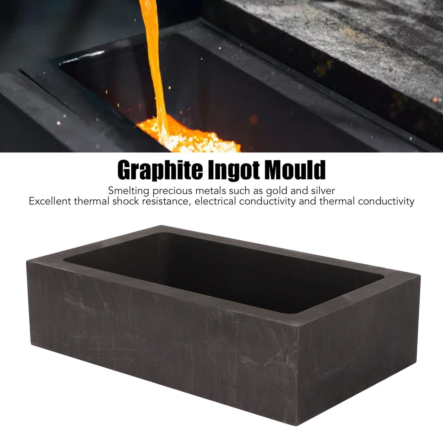 ny 5000g Grafitt Ingot Bar Mold Smeltestøpeform For Gull Sølv Metall HOT