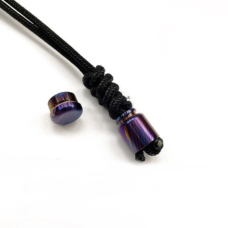 Hot Timascus Parachute Cord Knife Bead Necklace Keychain Pendant Lanyard EDC 07FC0E-D4 - KOEEK