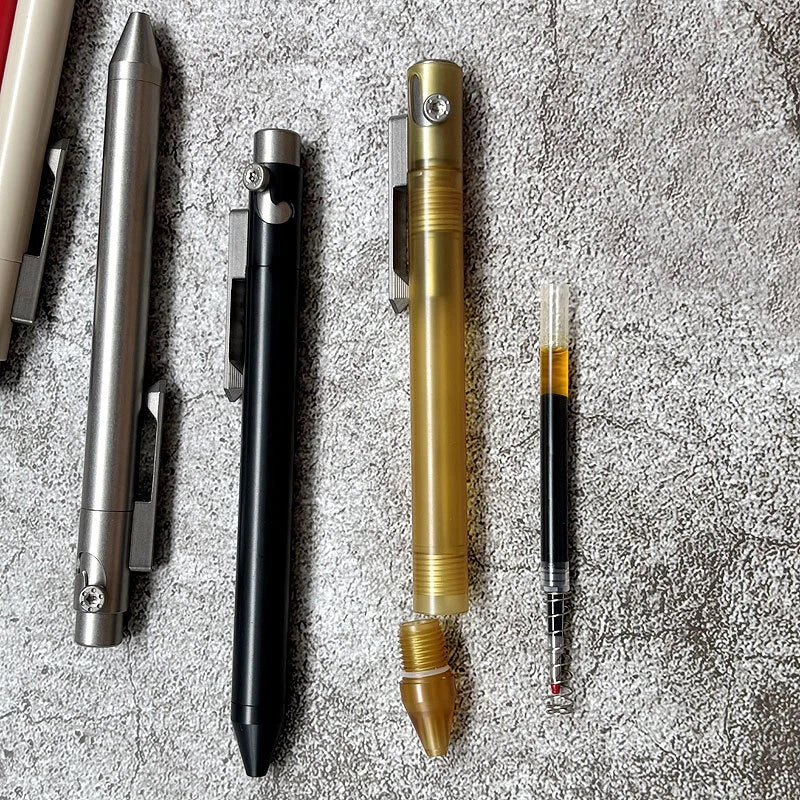EDC Titanium Alloy + POM / PEEK / PEI Pocket Pen Ballpoint Signature Gel Pen 07FC0E-D4 - KOEEK