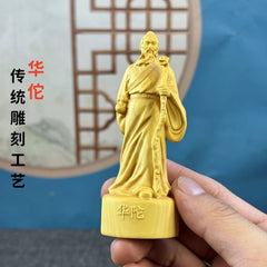 10cm Boxwood Carved Hua Tuo Figurine Home Décor Chinese Style Craft Handicraft 07FC0E-D4 - KOEEK
