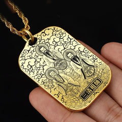 33mm*50mm Taoist Three Pure Ones Pendant Necklace Tag Car Hanging Amulet Unisex 07FC0E-D4 - KOEEK