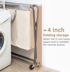 160L Foldable Laundry Basket with Wheels, Rolling Laundry Basket