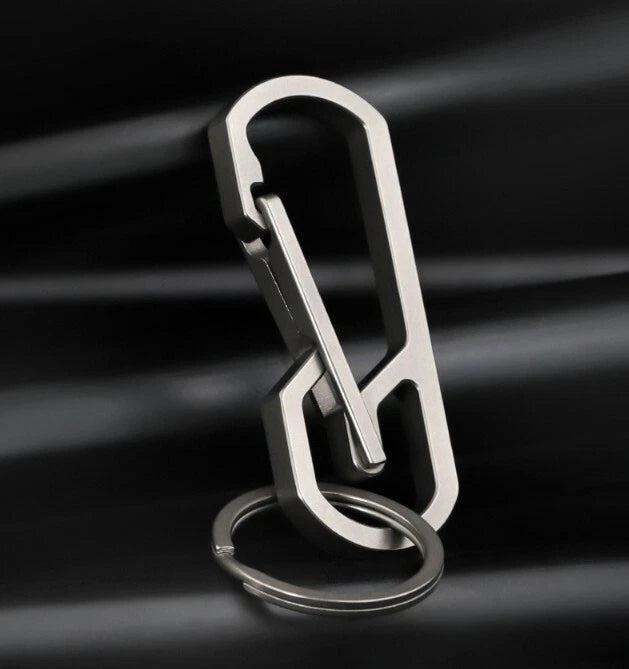 EDC Titanium Alloy Mechanical Keychain Carabiner Belt Clip Storage Keyrings Tool 07FC0E-D4 - KOEEK