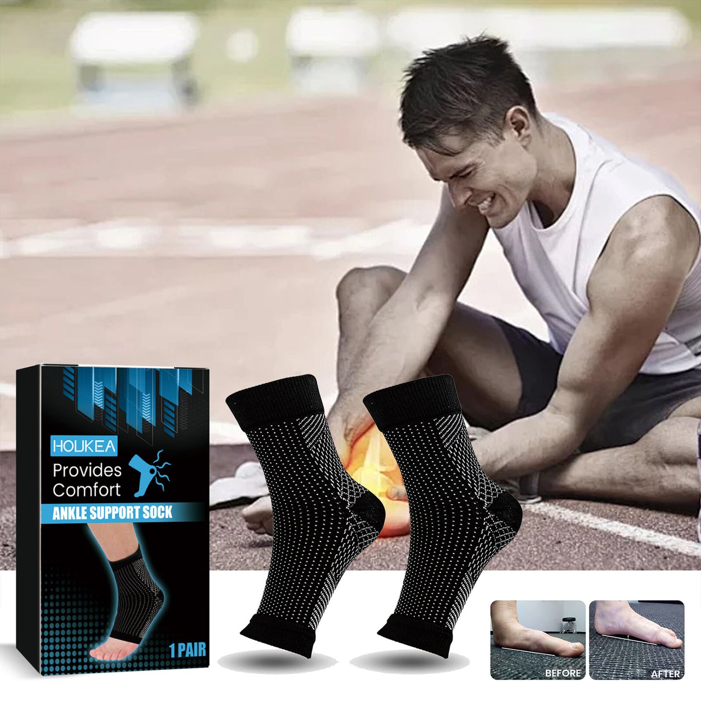 new Plantar Fasciitis Socks Foot Arch Support Pain Ankle Relief Pair Compression koeek - KOEEK