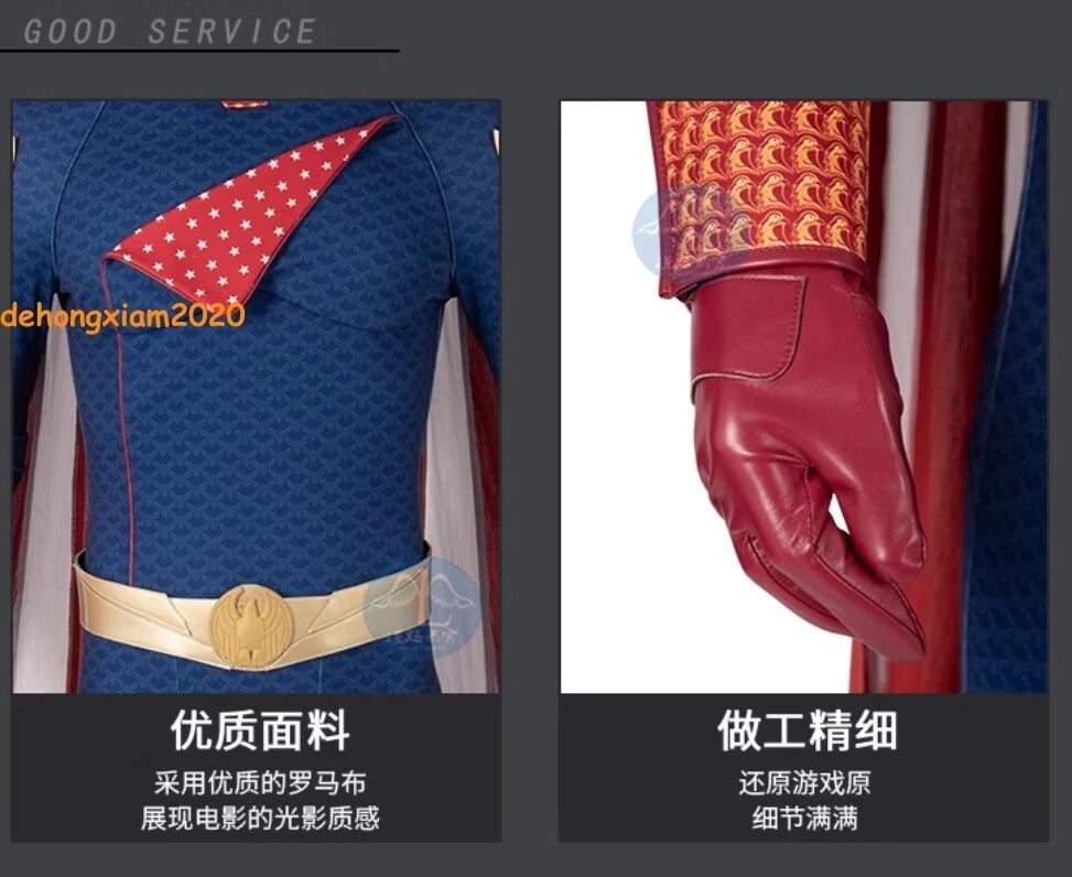The Boys Homelander Mens Cosplay Costume Dress Outfit Bodysuit Cloak Halloween 07FC0E-D4 - KOEEK