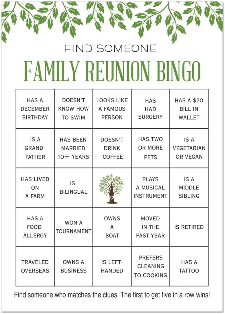 new InvitationHouse Find Someone Family Reunion Bingo Games - Set of 24 07FC0E-D4 - KOEEK
